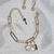 Conjunto Pulseira Cadeado e Brinco com Zircônia Coração Transparente