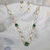 Conjunto de Colar com Argolas Zircônia Verde e Brinco com Argolas e Zircônia Verde Claro
