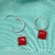 Brinco Argola e Quadrado Vermelho - Prata 925 - comprar online