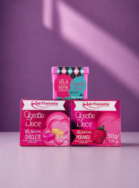 VELA BEIJÁVEL ALGODÃO DOCE CHICLETE