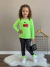Conjunto infantil menina inverno meia estação verde cereja blusa manga comprida + legging cotton