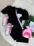 Conjunto verão infantil menina preto com Aplique tamanho 2 4 6 8