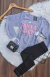Conjunto juvenil menina inverno meia estação cinza blusa manga comprida + legging peluciada - Elegance Store