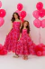 vestido midi / longo infantil e juvenil estampado menina pink e azul tamanho 8 ao 14 bloguerinha