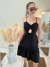 vestido curto feminino preto verão com bojo Abertura na frente - comprar online