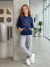 Conjunto juvenil menina azul inverno moletinho flanelado com capuz casaco + calça tamanho 10 12 14