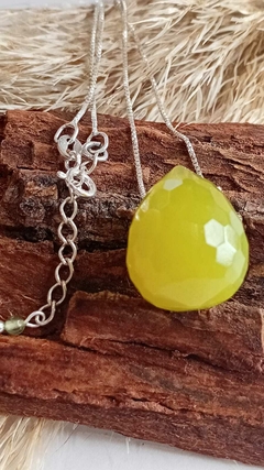 Colar Prata Peridoto 1 Pedra - Cor da Terra