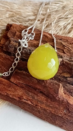 Colar Prata Peridoto 1 Pedra - loja online