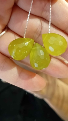 Colar Prata Peridoto 3 Pedras - Cor da Terra
