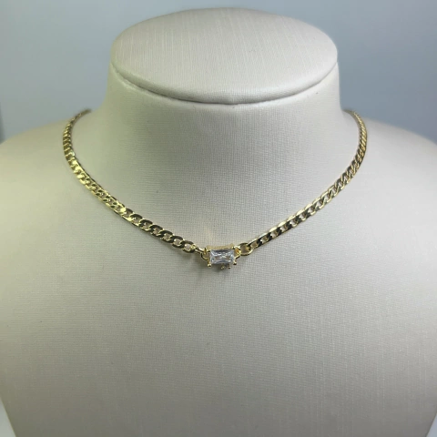 Choker elo grumet com pingente zircônia cristal - comprar online