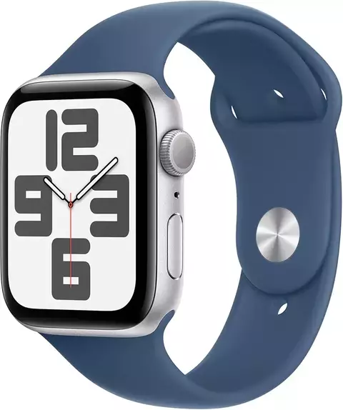 Apple Watch SE 2 (GPS) Caixa Alumínio Silver 44mm Pulseira esportiva Denim S/M A2723