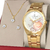 Relógio Champion Feminino Dourado Original Prova D'água com colar e brinco