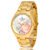 Relógio Champion Feminino Dourado Original Prova D'água com colar e brinco