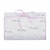 Trocador portátil papi, fechado através de uma amarração. Branco com estampa de cílios e corações, e bainha com viés rosa.