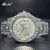 MISSFOX-Relógio Masculino Ice Out Diamond, Multifunções, Data do Dia, Ajustar - System Green