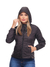 Jaqueta Feminina 6083preto Manga Corta Vento Bolsos Zíper Preto 6083 Tamanho G
