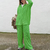 Conjunto feminino elegante plissado de duas peças, blusas soltas de manga compr - System Green
