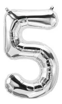balão número 5 prateado foil ballon