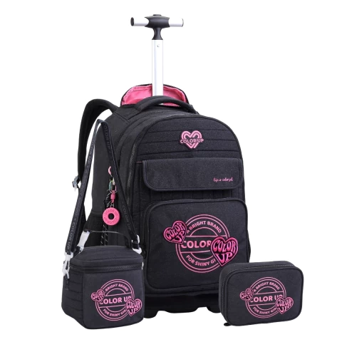Kit Mochila Rodas Color Up Meninas Lancheira Estojo Escolar
