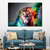 Quadro Decorativo em Tela Canvas Grande 3D Leao Cosmico Aquarela Sala
