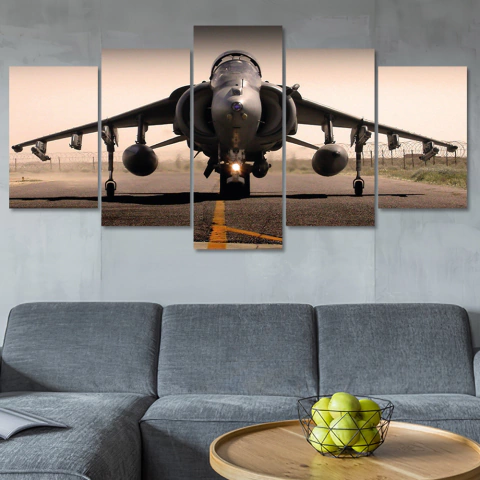 Quadro Decorativo Mosaico Aviao Caca Jato Sala Quarto 158x65