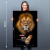 Quadro Decorativo em Tela Canvas Grande 3D Fúria do Gato em Abstrato de Fogo e Água - loja online
