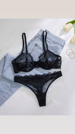 Conjunto romántico de 2 piezas sujetador con aros y pantie color rosa para mujer, lencería sexy