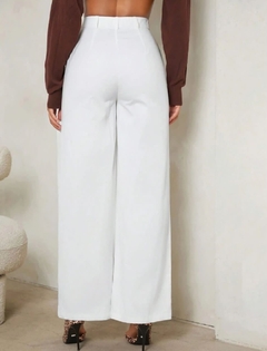 Pantalones rectos unicolor de talle alto - comprar en línea