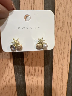 Pendientes de concha piedra y perlas - comprar en línea