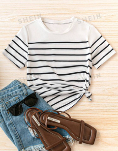 SHEIN Frenchy Camiseta casual para mujer con rayas, versátil