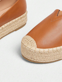 Styleloop Zapatos de cuerda de paja con suela gruesa, bordado retro y casual en color beige - comprar en línea