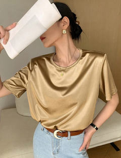 Dazy-Less Camiseta de manga corta para mujer de vuelta al colegio, estilo de dinero antiguo de negocios casuales para mujeres