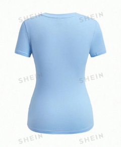 SHEIN Maternidad Camiseta con estampado de slogan y figura - Yoa Sales Havana