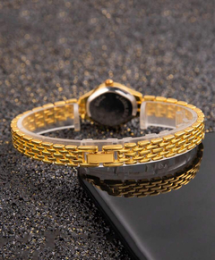 1 pieza de relojes de mujer sencillos y elegantes de marca de lujo dorado para mujer, relojes de cuarzo para damas en internet
