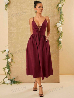 SHEIN Haute Vestido largo elegante con lazos delanteros en internet