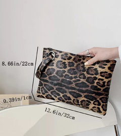 Bolso de sobre con estampado de leopardo, bolso cruzado clásico de piel sintética, bolso de moda.