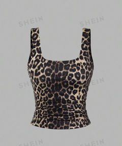 Top de tirantes plisado de unicolor casual para mujer, verano - tienda en línea