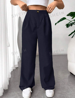 Pantalones Largos Regulares De Pliegues De Color Sólido - comprar en línea