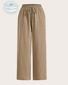 Pantalones de pierna ancha con cintura con cordón - tienda en línea
