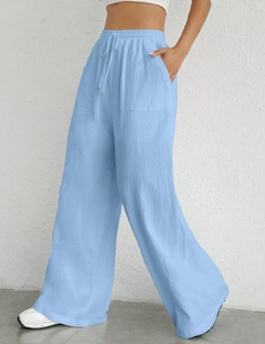 Pantalones de pierna ancha con cintura con cordón en internet