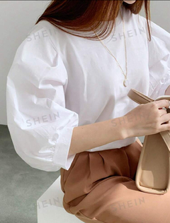Blusa Solida Con Manga Abullonada