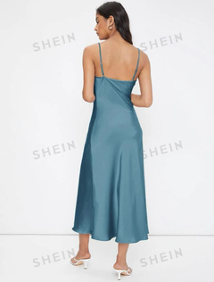 SHEIN BIZwear Vestido lencero de cuello desbocado unicolor ropa de trabajo - comprar en línea