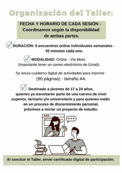 Taller online individual: "Asesoramiento, orientación vocacional y socio-ocupacional" - comprar online