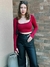 Cropped manga longa - Preto e Marsala - comprar online