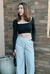 Cropped manga longa - Preto e Marsala - Giu clothing