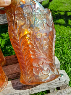 Jarra con 5 Vasos, Carnival Glass
