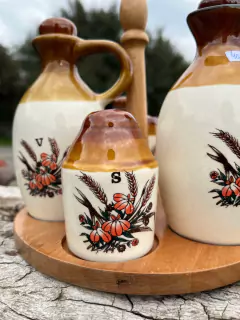 Aceitero, Vinagrero, Salero, Pimentero y Mielero ~ Cerámica - comprar online