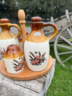 Aceitero, Vinagrero, Salero, Pimentero y Mielero ~ Cerámica - comprar online