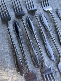 8 Tenedores Postre, Acero Holly-Stainless - Antiguedades JOE