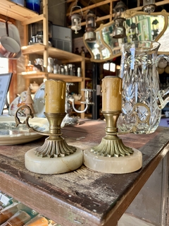 Par de Candelabros en Bronce y Marmol - tienda online